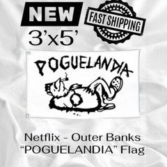 NEW Netflix Outer Banks Poguelandia White Flag / Banner 3’ X 5’ FAST SHIPPING