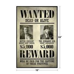 Wanted Butch Cassidy The Sundance Kid Cool Wall Art Print Poster 16×24