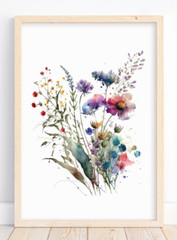 Wildflowers Wall Art Print, Floral Wall Art Decor, Botanical Floral Bouquet #99
