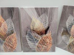 Black Abstract Leaves Canvas Wall Art – Set of 3 Panels – Inspirational Decor