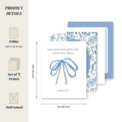 Trendy Blue Bow Flower Bible Wall Art Decor, Inspirational Bible Verses Decor…