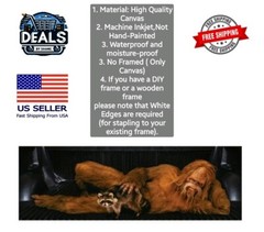 Bigfoot with Raccoon – Unframed Canvas Print – 48″ x 16″ – HARRY – Saskwatch