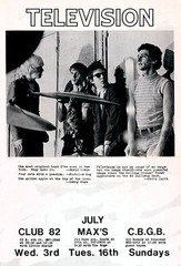 Television – 1974 – Club 82 – Max’s – C.B.G.B – Band Promo Poster