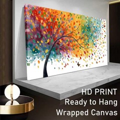 Trogonup Colorful Tree of Life Wall Art for Living Room Butterfly Plant Lands…