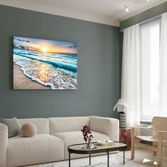 Canvas Art Ocean Beach Sunset Wave Seascape Minimal Wall Decor