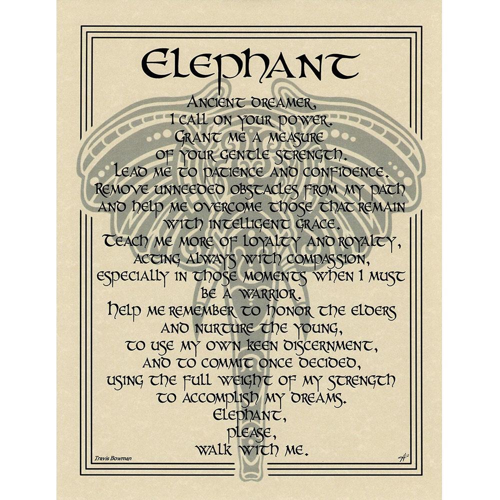 Elephant Prayer Poster 8.5 x 11″ Parchment Print NEW Book of Shadows Page