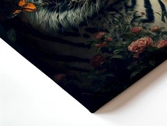 Wall Art Tiger Portrait with Flowers Butterflies Dark Botanical Wildlife Print