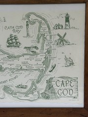 VTG 1962 Cape Cod Map FRAMED Royal Coatesville Coastal Paper Placemat Wall Art
