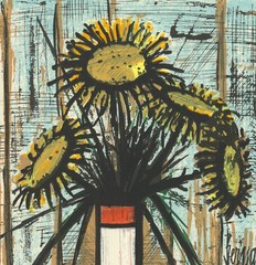 BERNARD BUFFET Sunflowers 33.75″ x 26″ Serigraph 1975