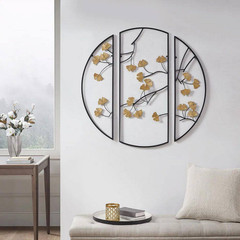 Framed 3-Piece 14.6 In. X 35.4 In. Gold Metal Work Wall Decor Set, Suitable for