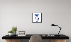 Black Framed Abstract Blue Flickering Floral Pictures Modern Paintings on Canvas