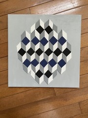 Beautiful Handmade Geometrical Mandala Design On 12×12” Canvas. Gray/white/Black