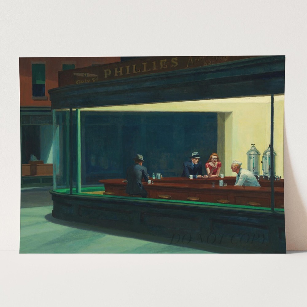 Nighthawks by Edward Hopper 1940s America Painting Wall Art Poster Print