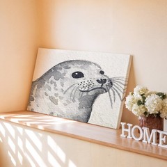 Gray Seal Watercolor Canvas Wall Art Grey Animal Painting Ocean Wildlife Decor