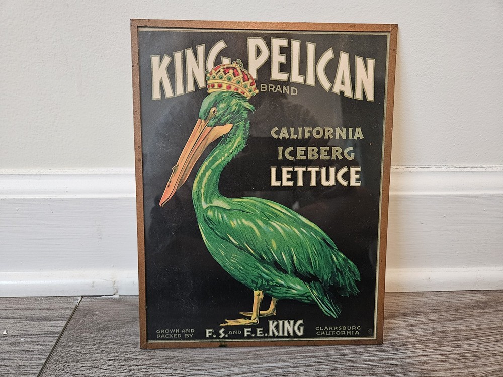 King Pelican California Lettuce Vintage Produce Metal Repro-9’x7″-Worth a Look!