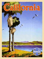 1940s Santa Fe California Vintage Railroad Travel Poster – 18×24
