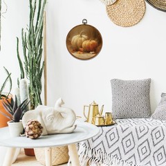 Vintage Pumpkin Round Wall Art Decor – Retro Autumn Moody Fall Wall Art Canva…