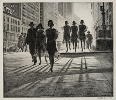 Martin Lewis : Shadow Dance : Figures in Motion Etching Art Print