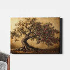 Rustic Fruit Tree Painting Canvas Print Country Orchard Oil Style