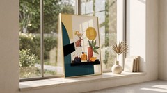Vintage Bar Cart Wall Art Classic Cocktail Poster Mid Century Modern Print Gift