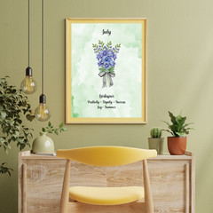 July Birth Flower Larkspur Green Watercolor Wall Art Print Gift 8×10 UNFRAMED