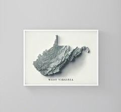 West Virginia Map, West Virginia 2D Relief Map – 2D Flat Print