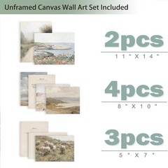 Christian Wall Art Set of 9,Bible Verses Wall Decor,Rustic Nature Sea&Mountai…
