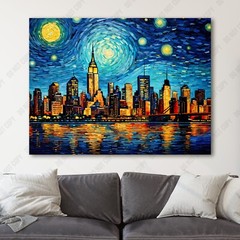 New York City Van Gogh Starry Night NYC City Skyline Canvas Wall Art Print