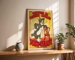 Tom and Jerry Movie Poster French Vintage Cartoon Animation Film Art Print