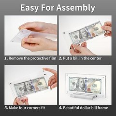 Acrylic Dollar Bill Display Frame Currency Paper Money Holder Display 1-4 Packs