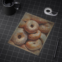 Vintage BAGEL Wall Art, Retro Baking Bread Poster, Jewish Bakery Kitchen Decor