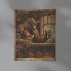 Vintage BIGFOOT BEER Wall Art, SASQUATCH Bar Drink Poster, Cryptid Kitchen Decor
