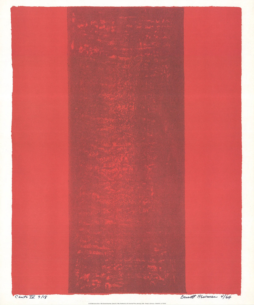 BARNETT NEWMAN Canto XV 23.5″ x 19.5″ Poster 1998 Contemporary Red