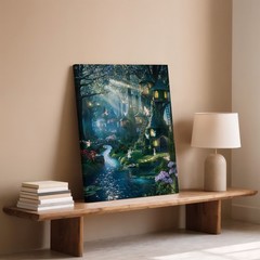 Whimsical Fairy Village Nestled Within A Lush, Enchanted Wall Art Canvas Print