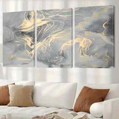 3pcs Golden and Grey Texture, Modern Minimalist Canvas Unframed