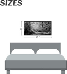 Black and White Forest Sunset Canvas Art for Bedroom and Living Room Decor