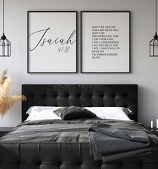 Isaiah 41:10, Bible Verse Quote, Set of 2 Poster Prints, Home Wall Art Décor