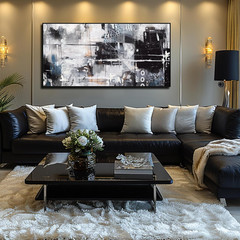 Large Abstract Canvas Wall Art – Black and White Pictures Wall Art for Living