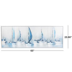 1- Panel Sail Boat Framed Wall Art with White Frame 24 In. X 65 In.