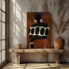 African American Women Abstract Poster, Black Art Wall Decor, Modern Home Design