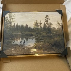 Floating Framed Canvas Wall Art Cranes By Tranquil Forest Pond 16L X 12W
