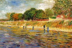 BANKS OF THE SEINE RIVER FRANCE 1887 IMPRESSIONIST PAINTING BY VAN GOGH REPRO
