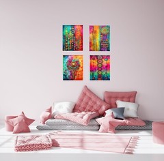 Set of 4 8×10 Gypsy Tapestry Wall Art Canvas Prints
