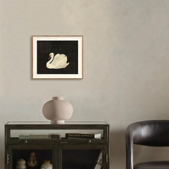 Framed Wall Art for Living Room Swan Canvas Oil 12L x 10W Vintage