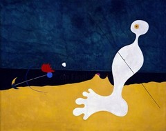JOAN MIRO Art Poster or Canvas Print «Person Throwing a Stone at a Bird»
