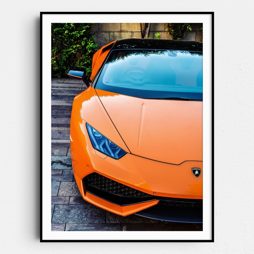 Orange Lamborghini Vintage Sports Cars Wall Art Poster Print