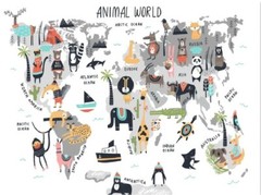 Kids Animal’s World Maps 5mm thick Plastic Poster Ready to Hang 60x45cm