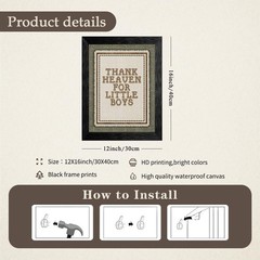 Black Framed Thank Heaven for Little Boys Wall Art 12×16 inch Boy Quotes Post…