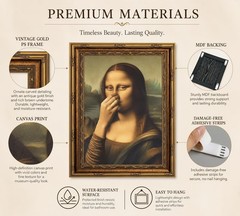 Vintage Funny Bathroom Canvas Art – Mona Lisa Humor Wall Decor 16x24in