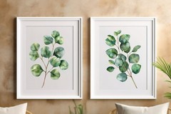 Botanical Wall Art Prints, Set of 2 Eucalyptus Art Prints, Home Decor Prints